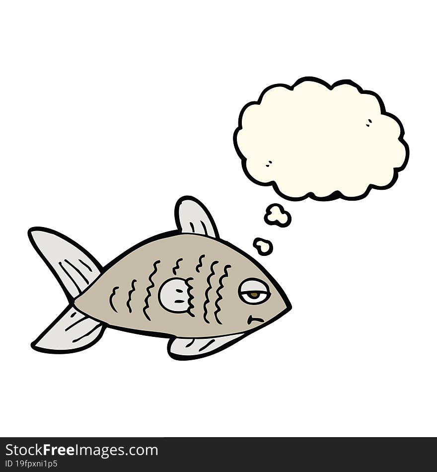 Cartoon Funny Fish With Thought Bubble