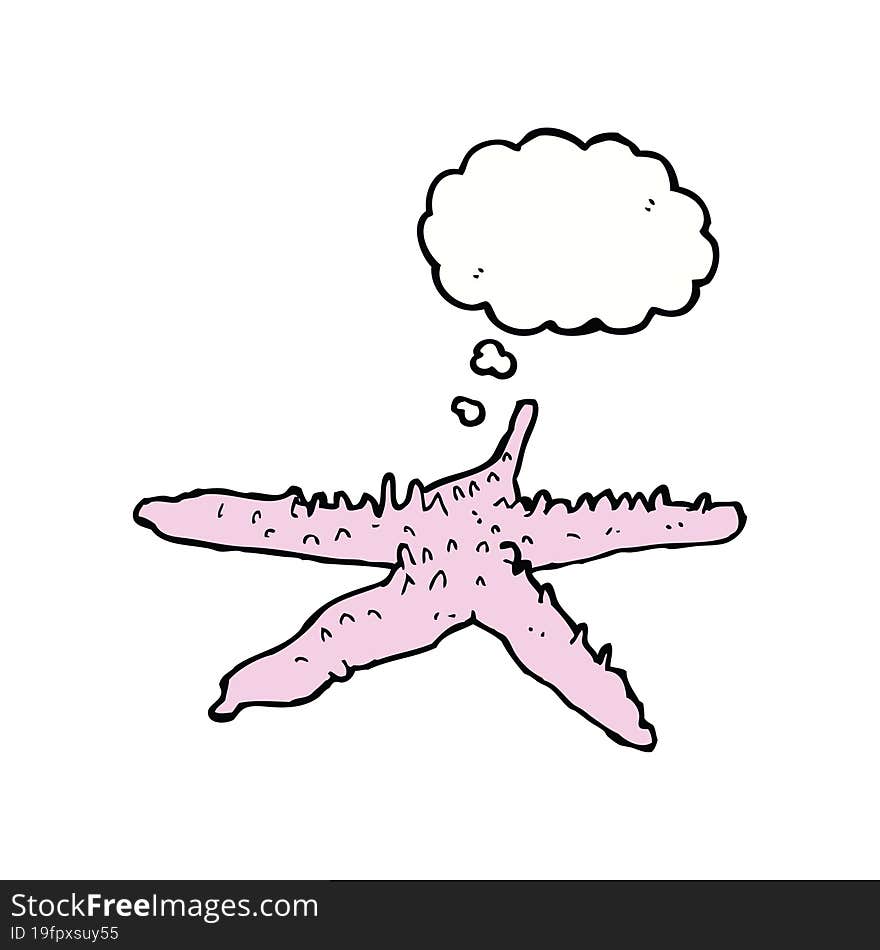 Cartoon Starfish With Thought Bubble