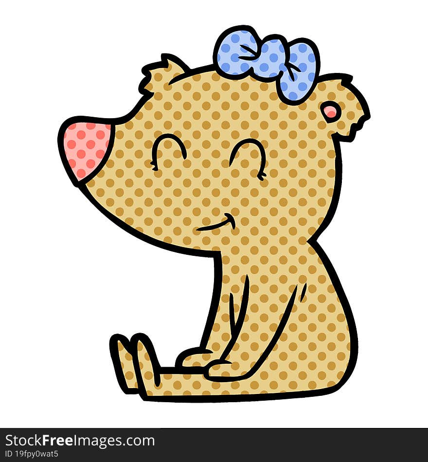 sitting female bear cartoon. sitting female bear cartoon