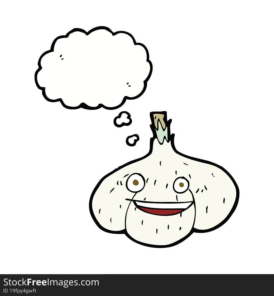 Cartoon Garlic With Thought Bubble