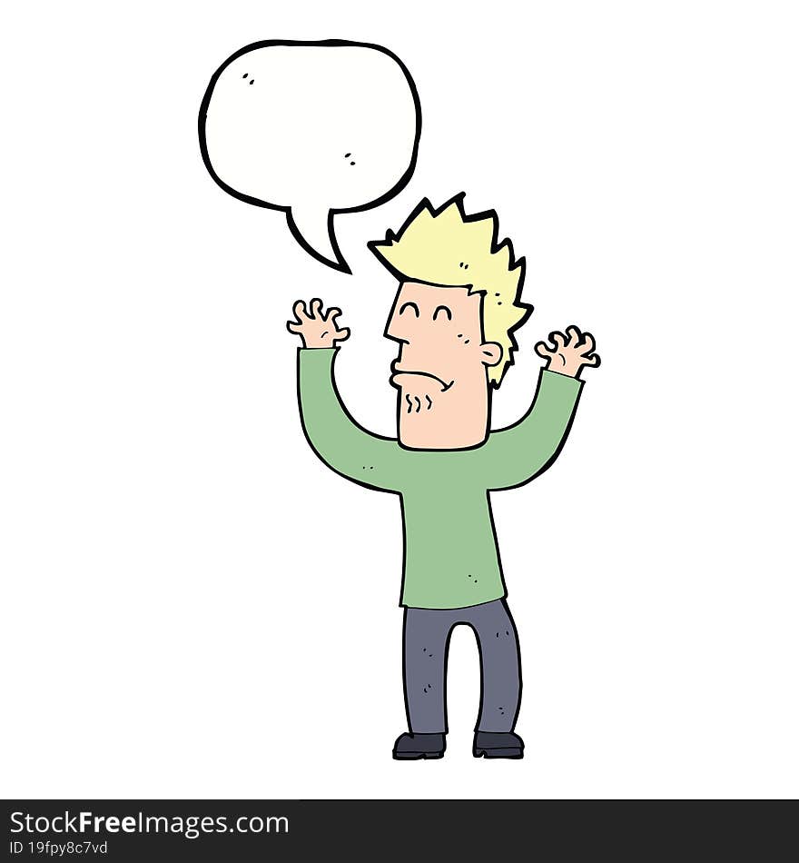 cartoon stresssed man with speech bubble