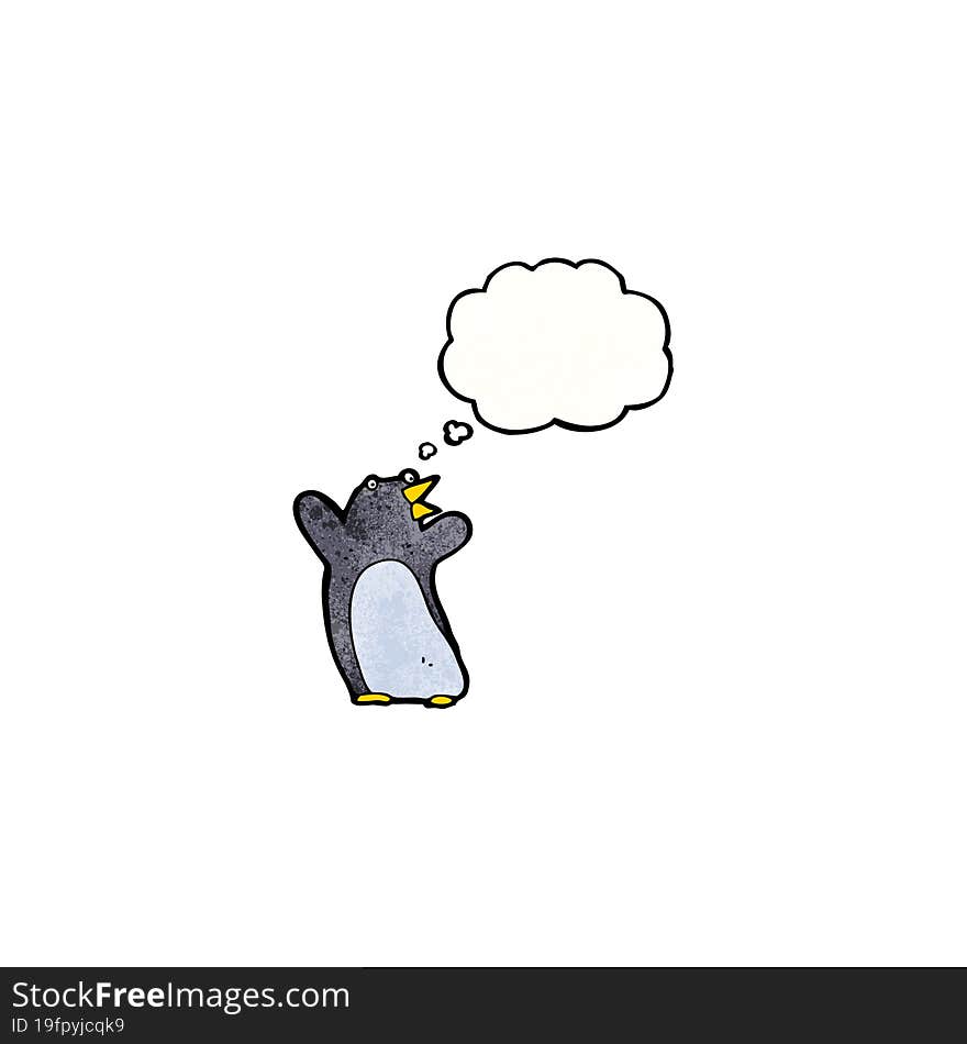 funny penguin with thought bubble