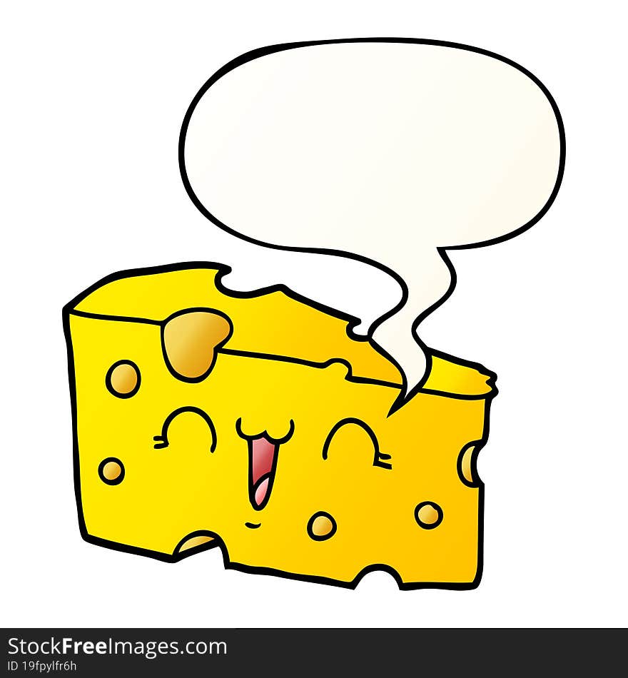 Cartoon Cheese And Speech Bubble In Smooth Gradient Style