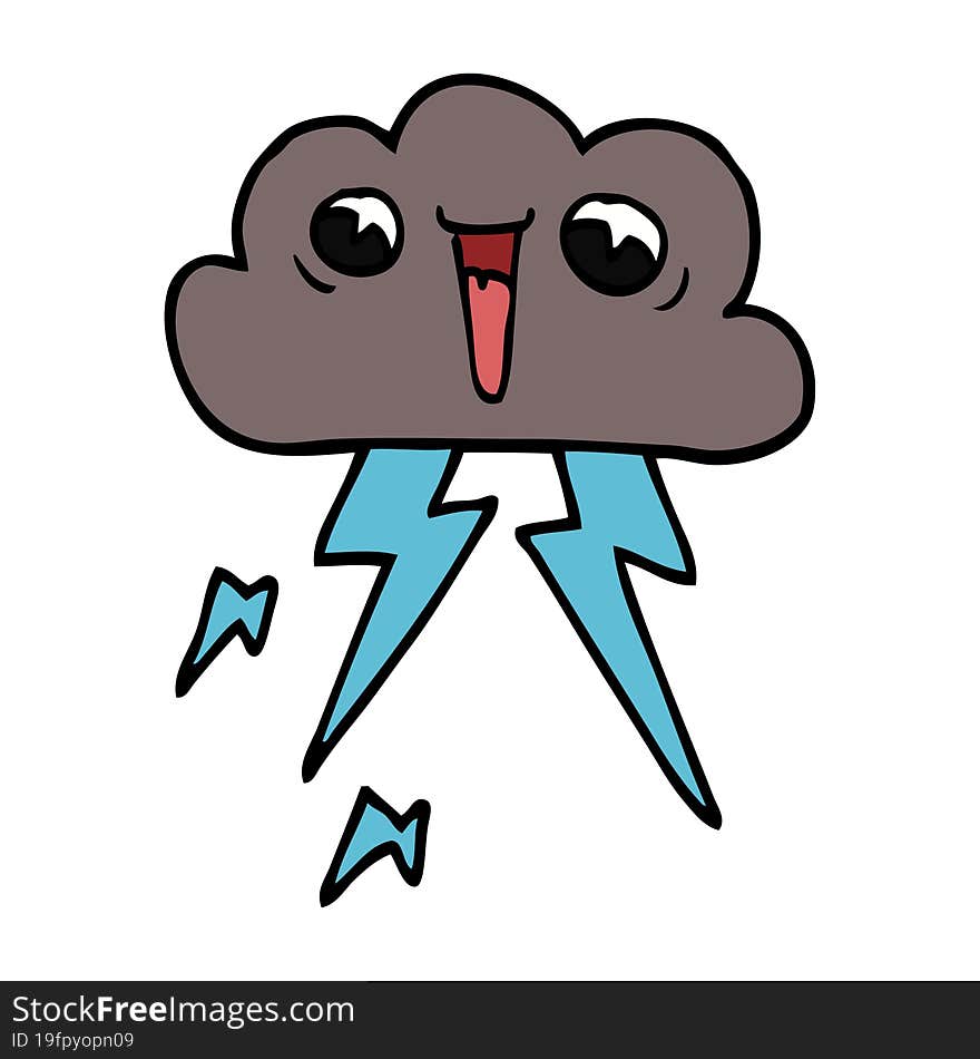 cartoon doodle lightening cloud