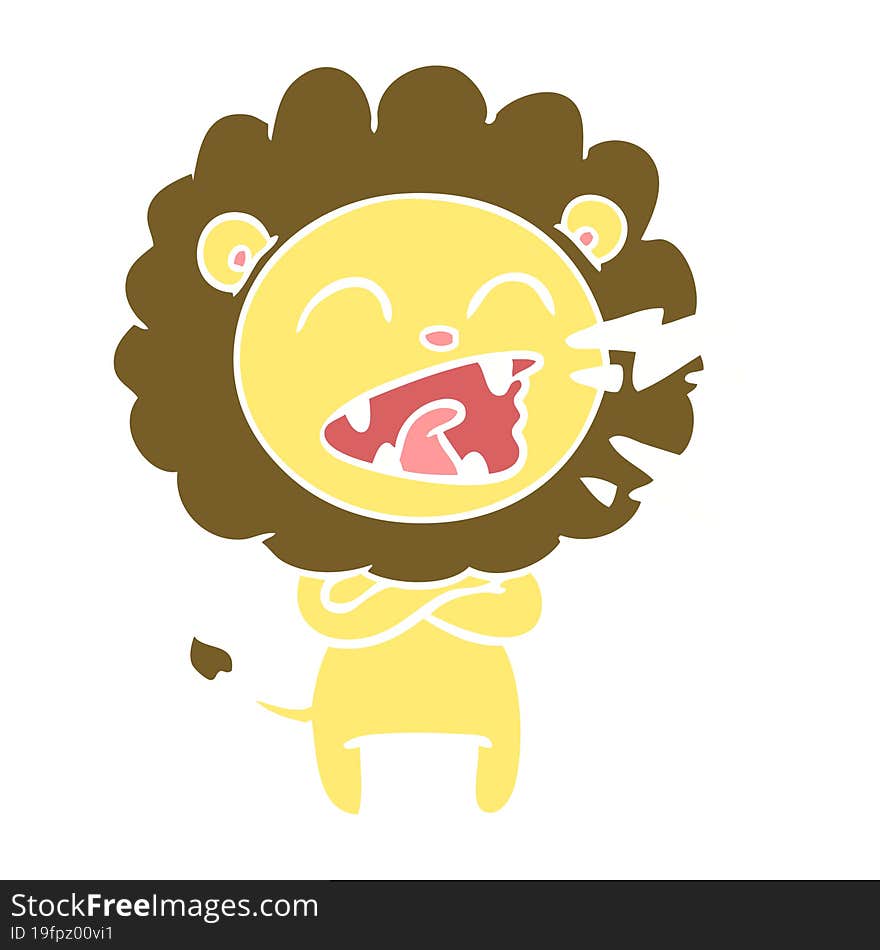 flat color style cartoon roaring lion