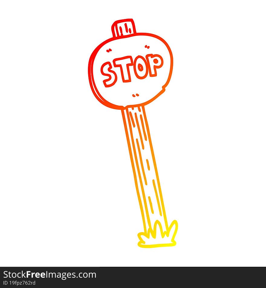 warm gradient line drawing cartoon road sign