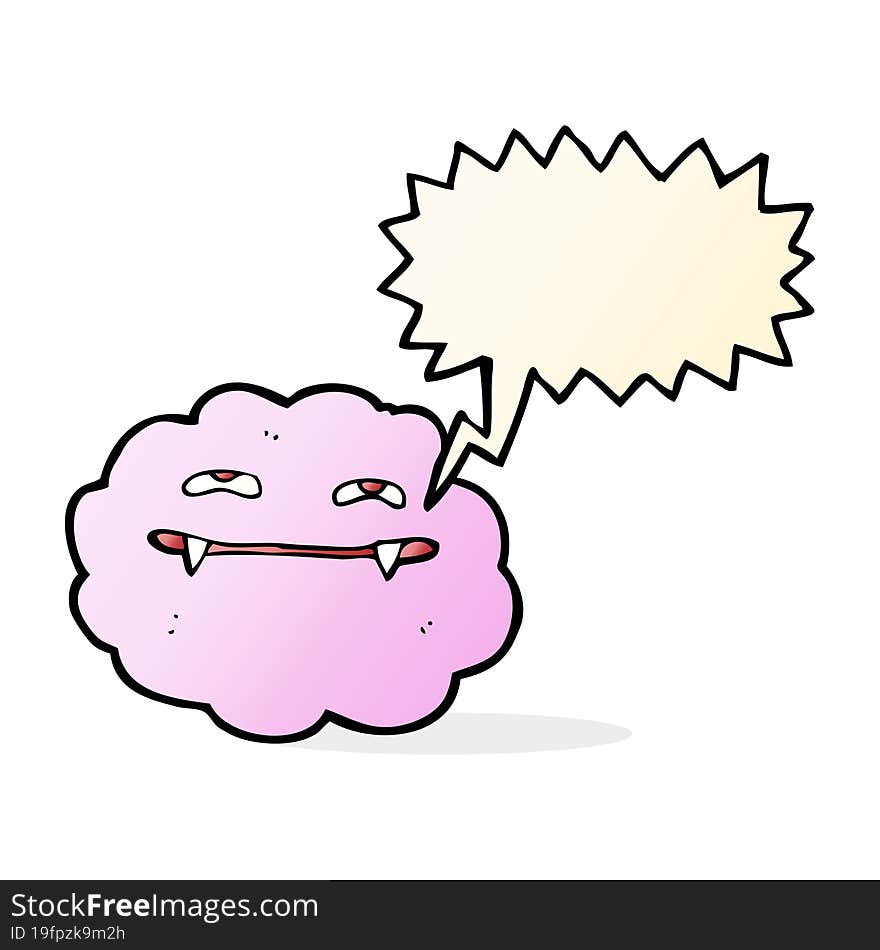 Cartoon Pink Fluffy Vampire Cloud With Speech Bubble