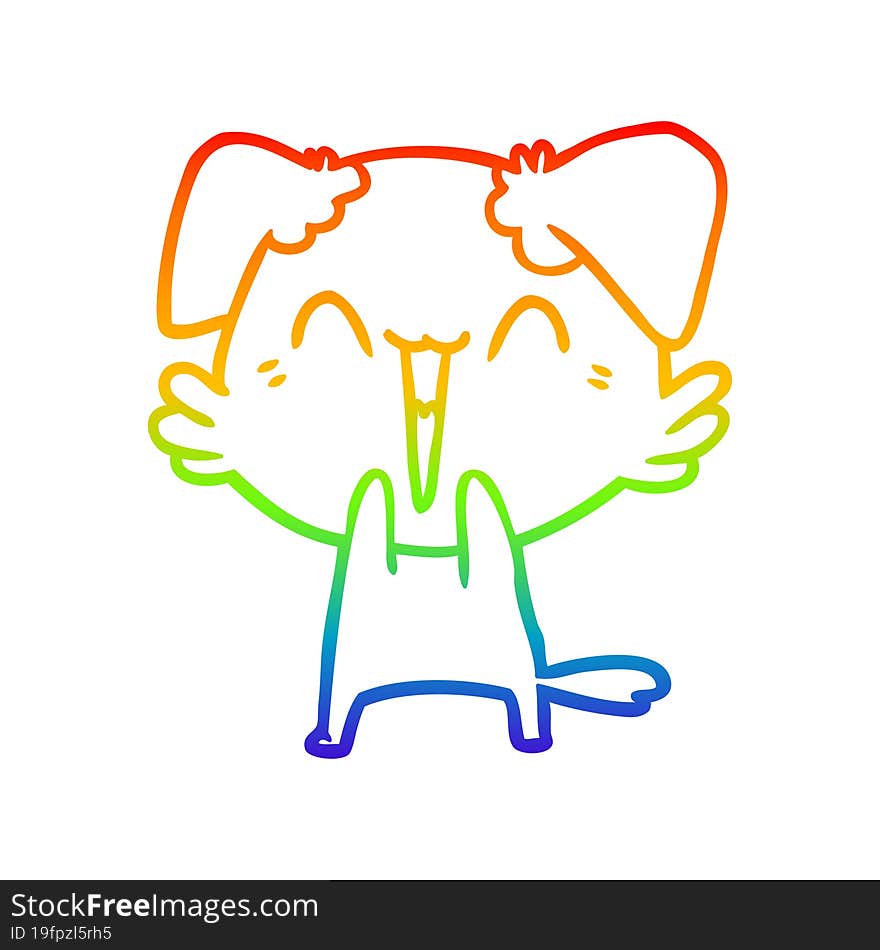 rainbow gradient line drawing happy little dog cartoon