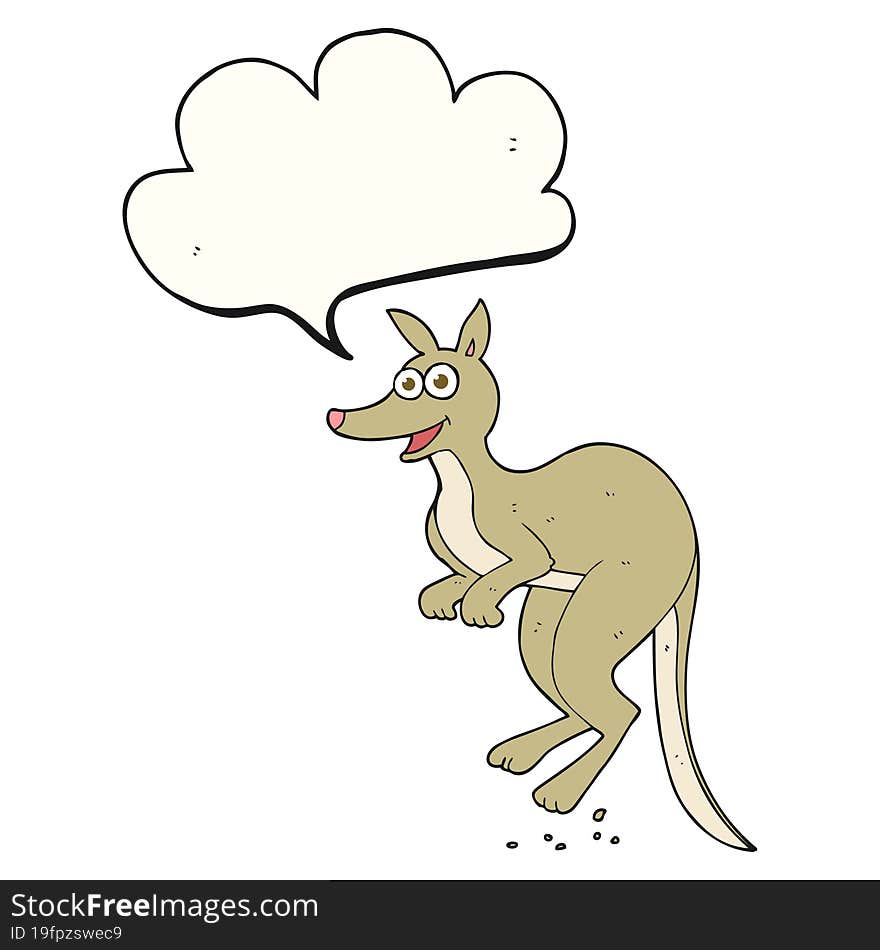 freehand drawn speech bubble cartoon kangaroo