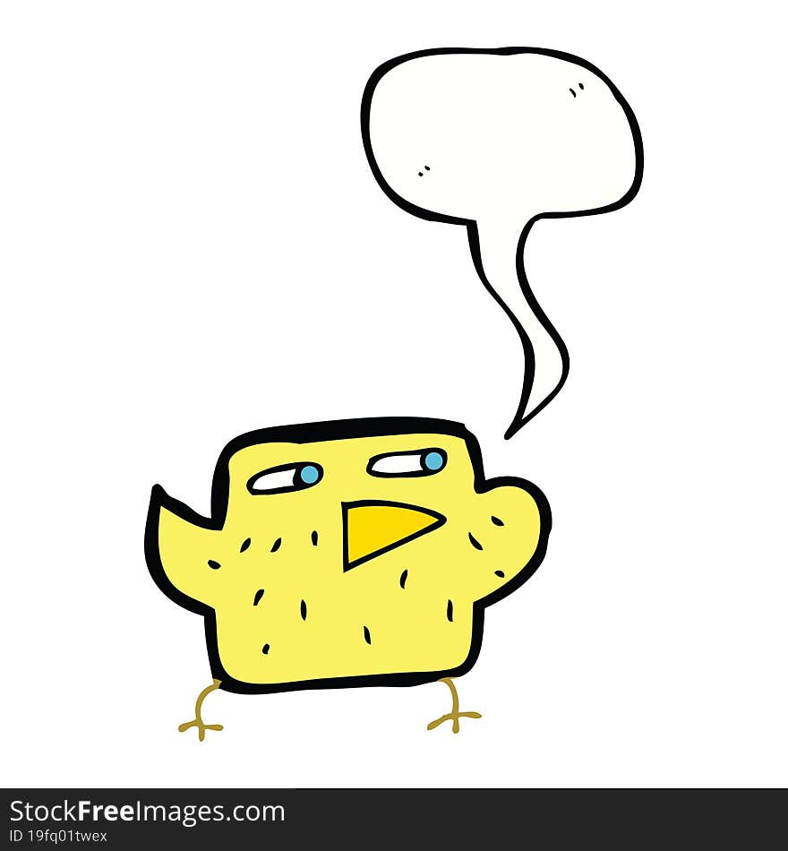 Cartoon Bird With Speech Bubble