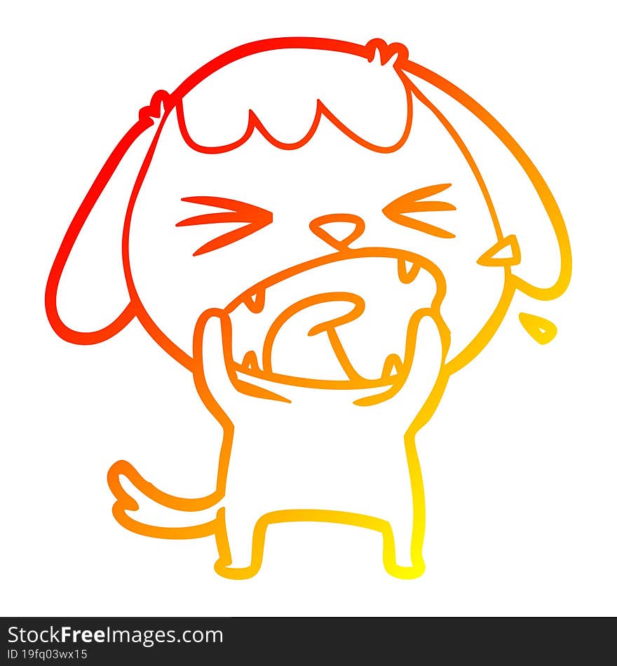 warm gradient line drawing cute cartoon dog barking