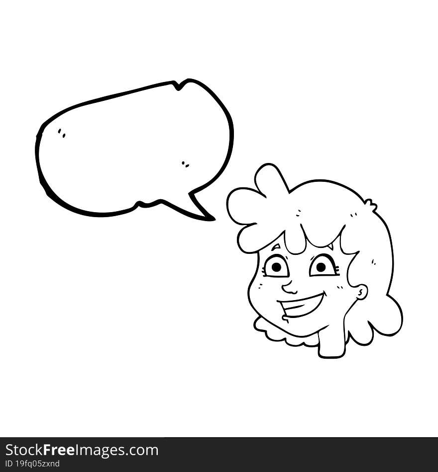 Speech Bubble Cartoon Female Face