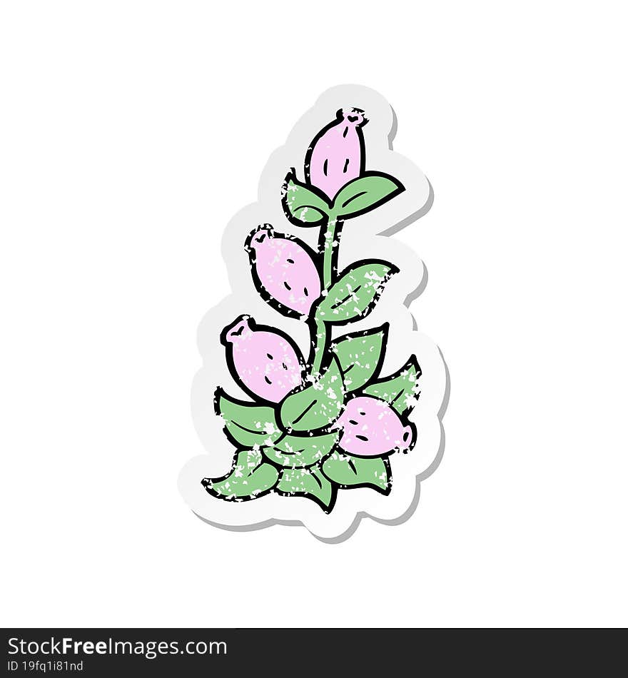 retro distressed sticker of a cartoon flowers