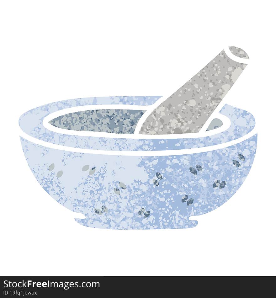 quirky retro illustration style cartoon pestle and mortar