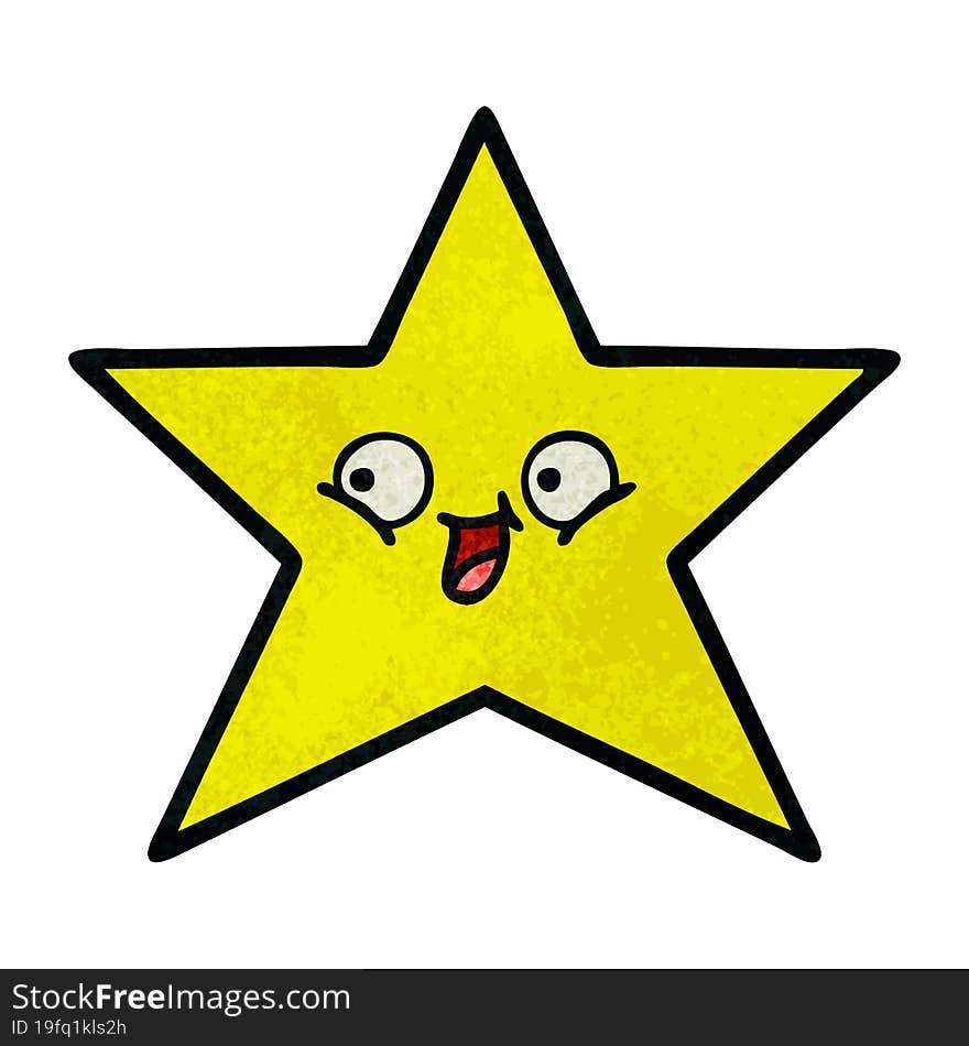 retro grunge texture cartoon of a gold star