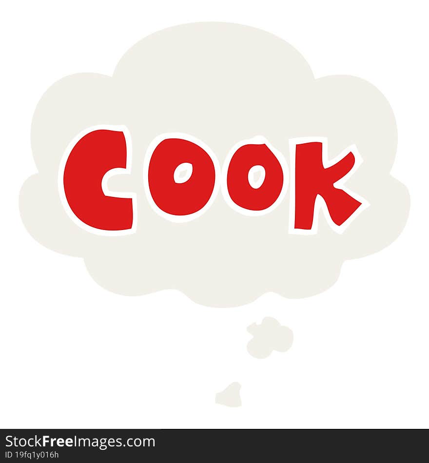 cartoon word cook and thought bubble in retro style