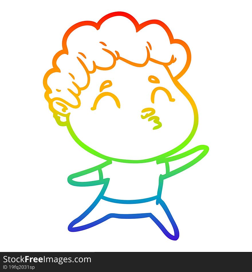 rainbow gradient line drawing cartoon man pouting