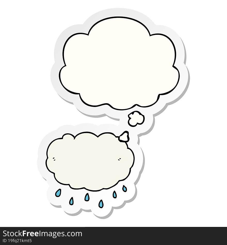 Cartoon Rain Cloud And Thought Bubble As A Printed Sticker