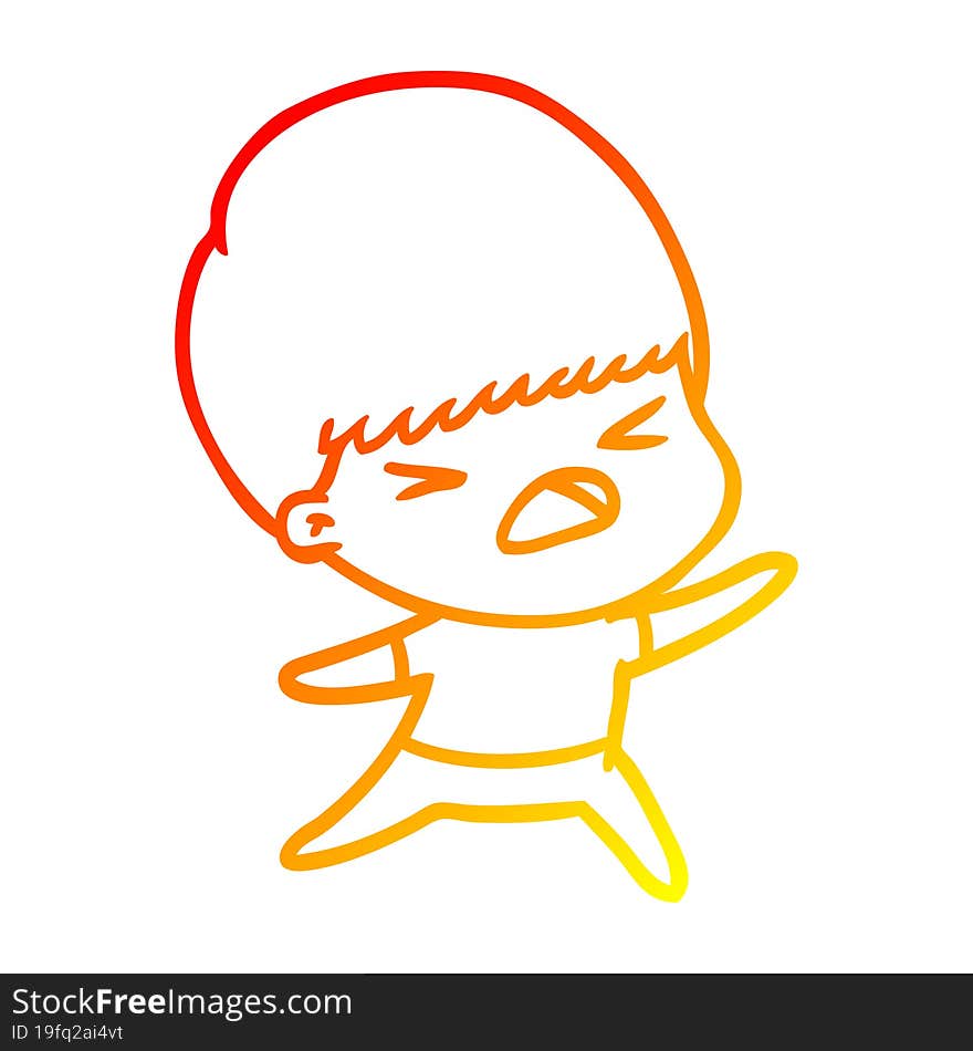 Warm Gradient Line Drawing Cartoon Stressed Man