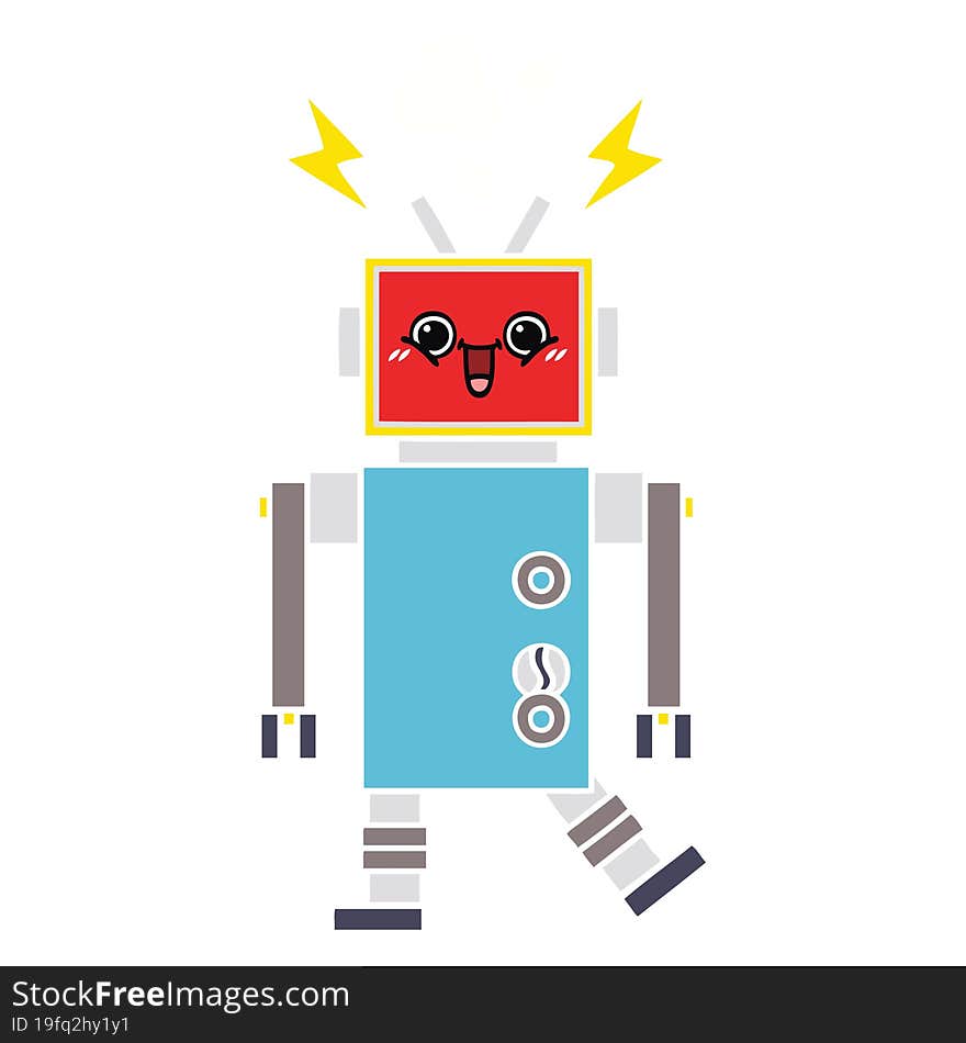 flat color retro cartoon of a robot