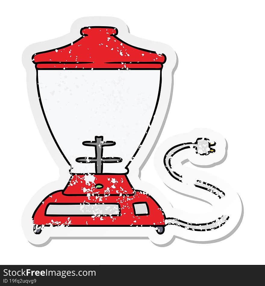 distressed sticker cartoon doodle of a food blender