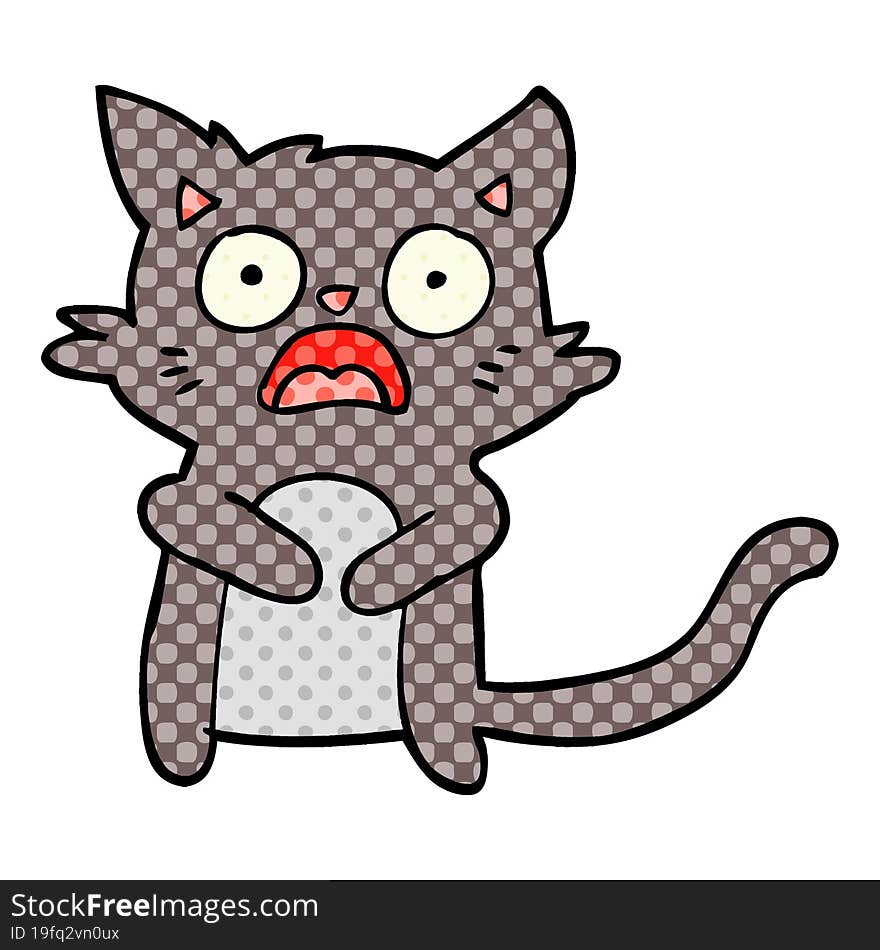 cartoon horrified cat. cartoon horrified cat