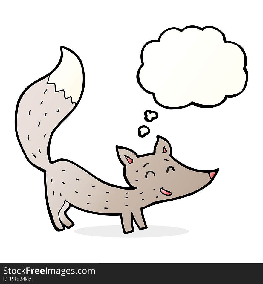 Cartoon Little Wolf With Thought Bubble