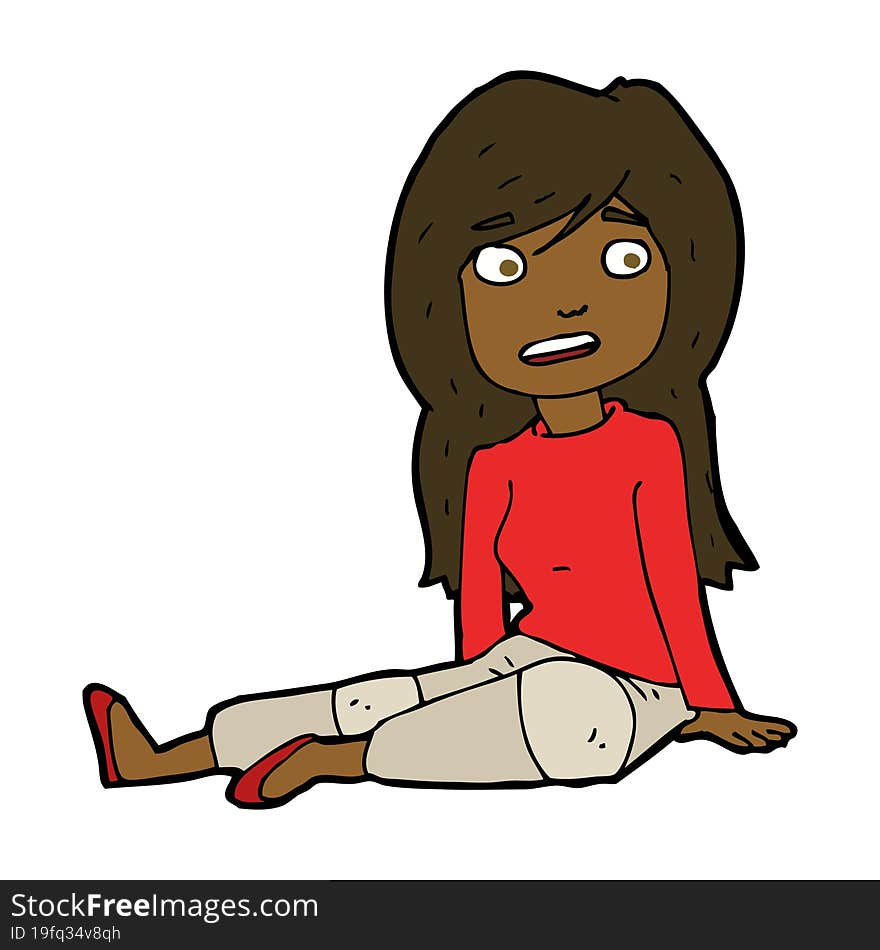 cartoon girl sitting on floor