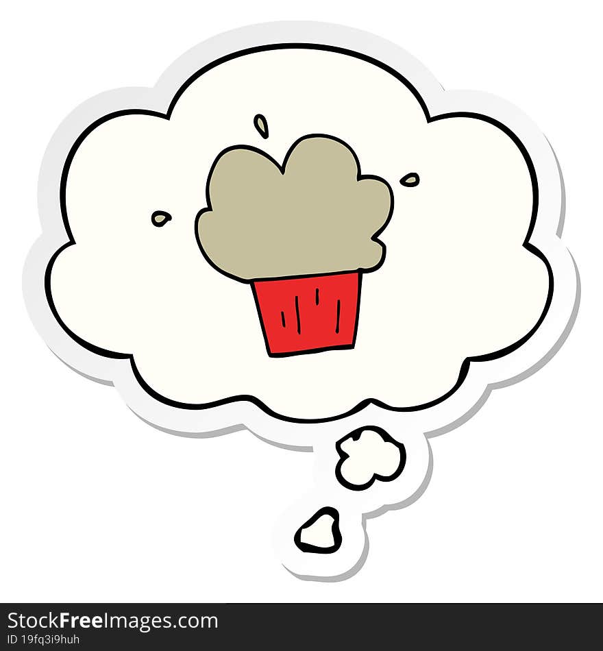 Cartoon Muffin And Thought Bubble As A Printed Sticker