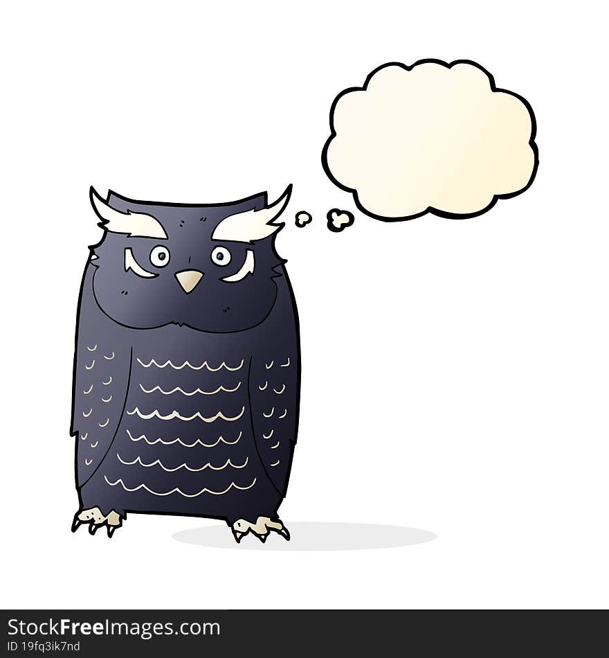 cartoon owl with thought bubble