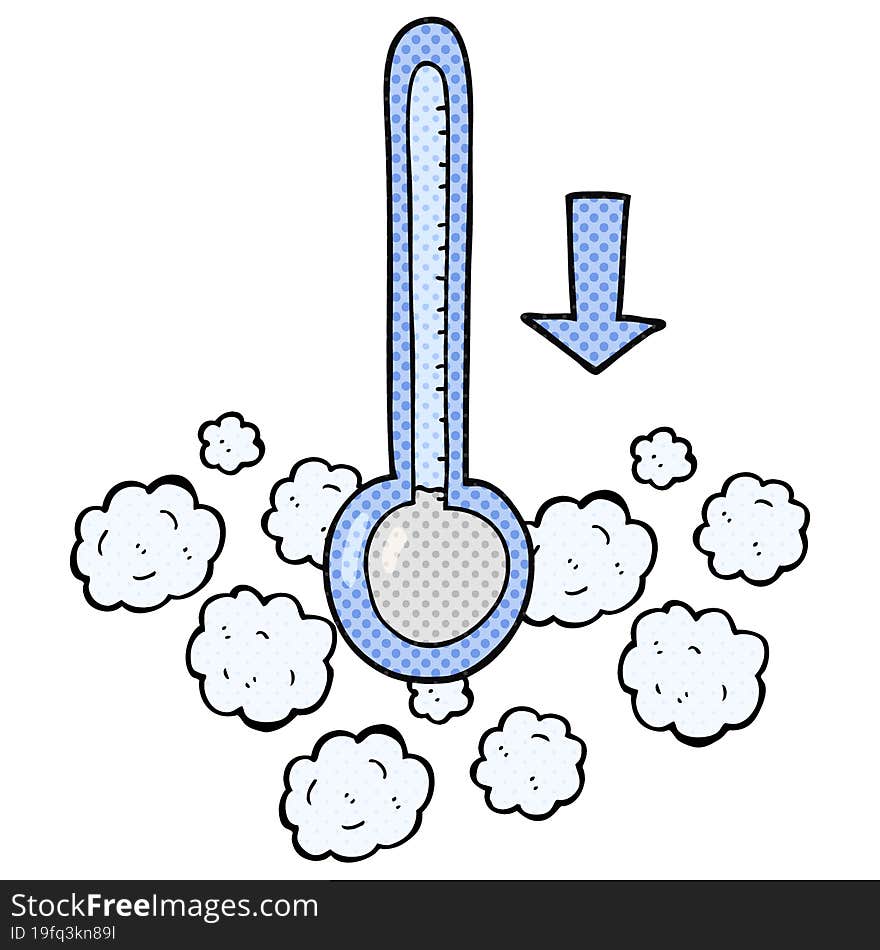 freehand drawn cartoon dropping temperature