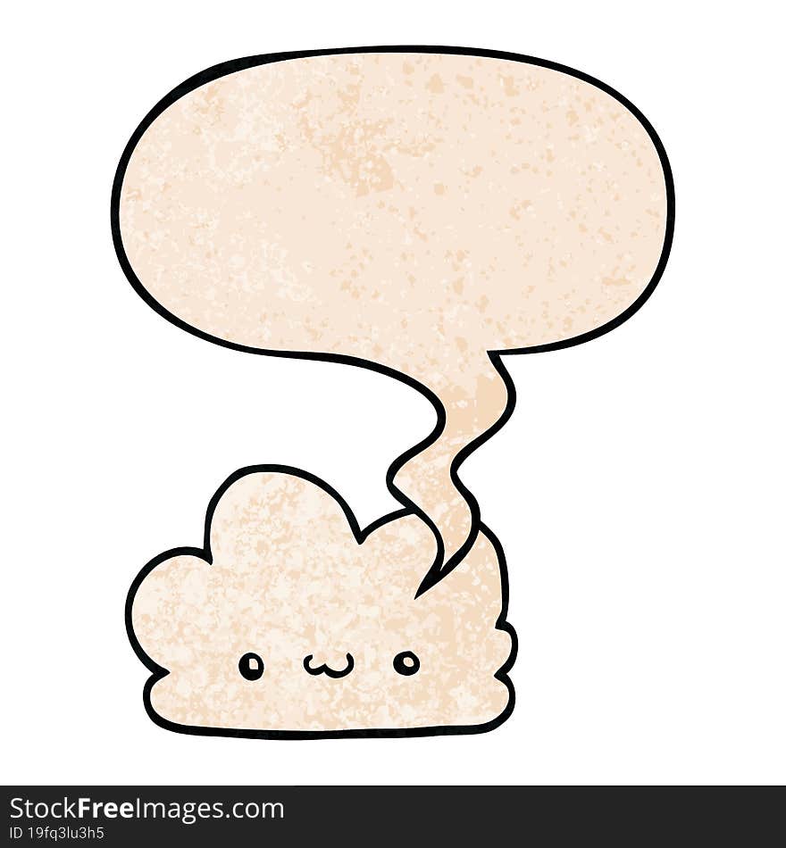 Cute Cartoon Cloud And Speech Bubble In Retro Texture Style