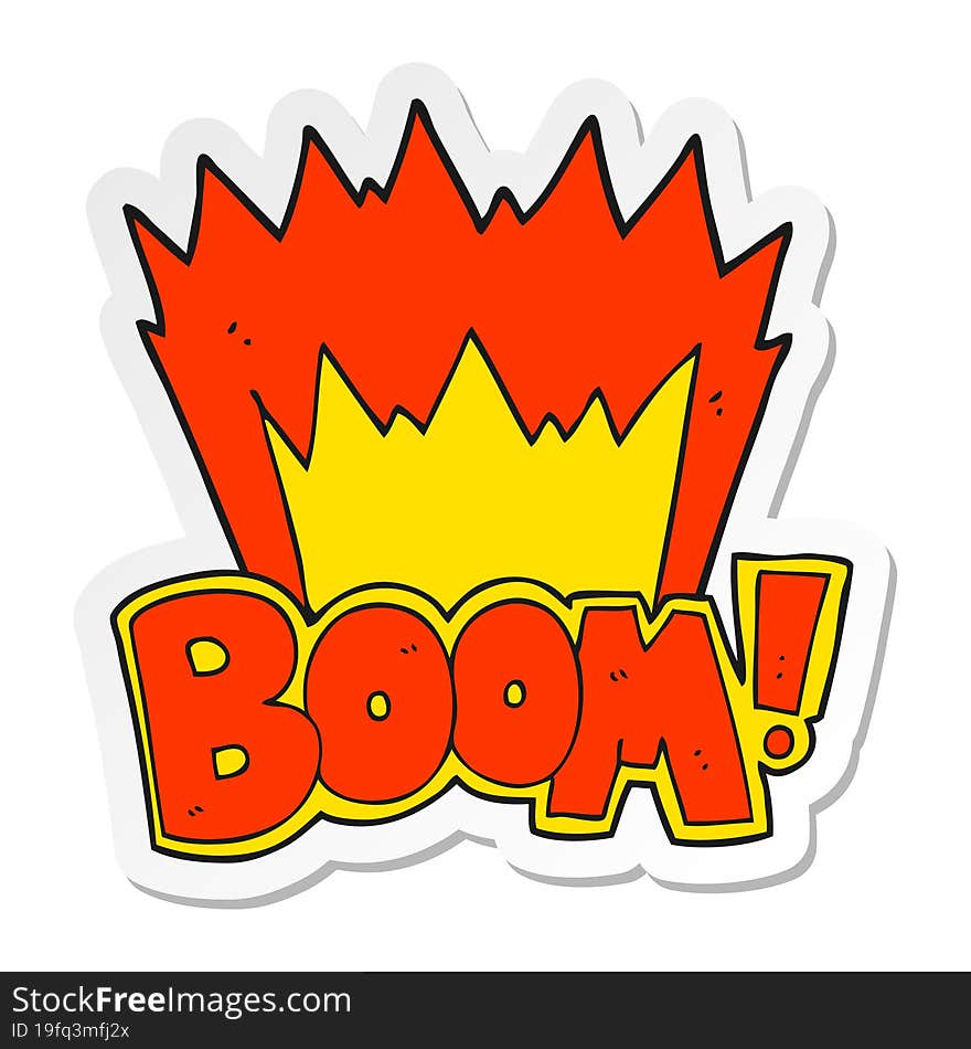 sticker of a cartoon boom symbol