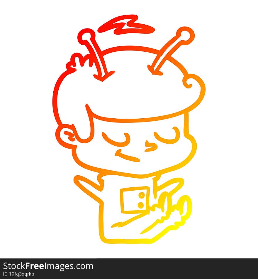 warm gradient line drawing friendly cartoon spaceman