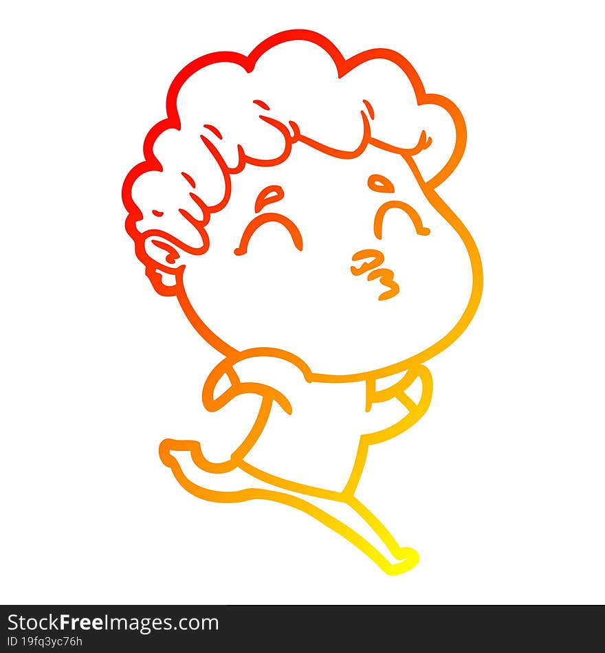 warm gradient line drawing cartoon man pouting