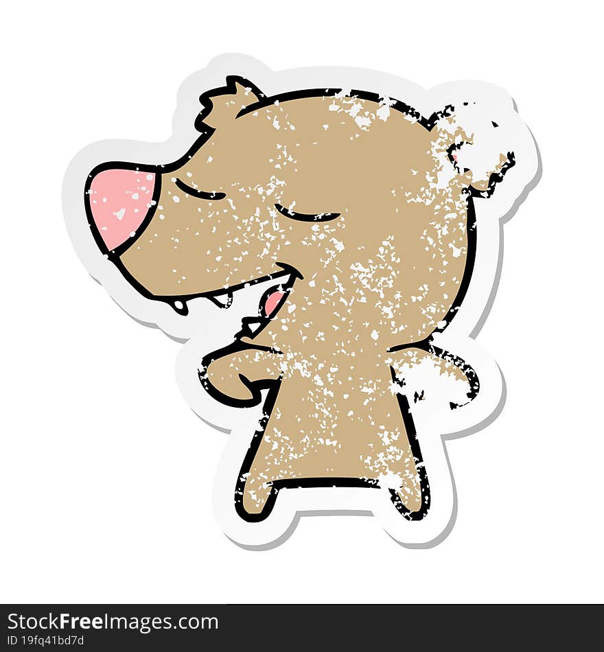 distressed sticker of a cartoon bear