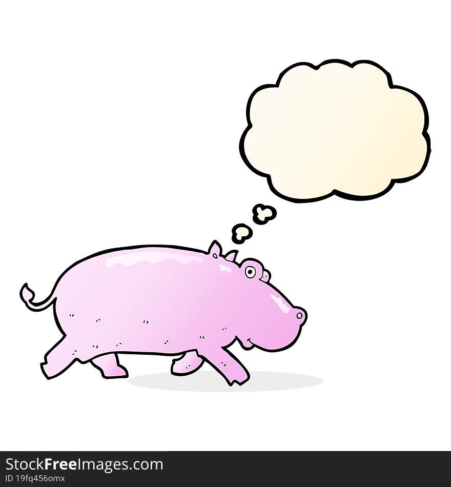 cartoon hippopotamus with thought bubble