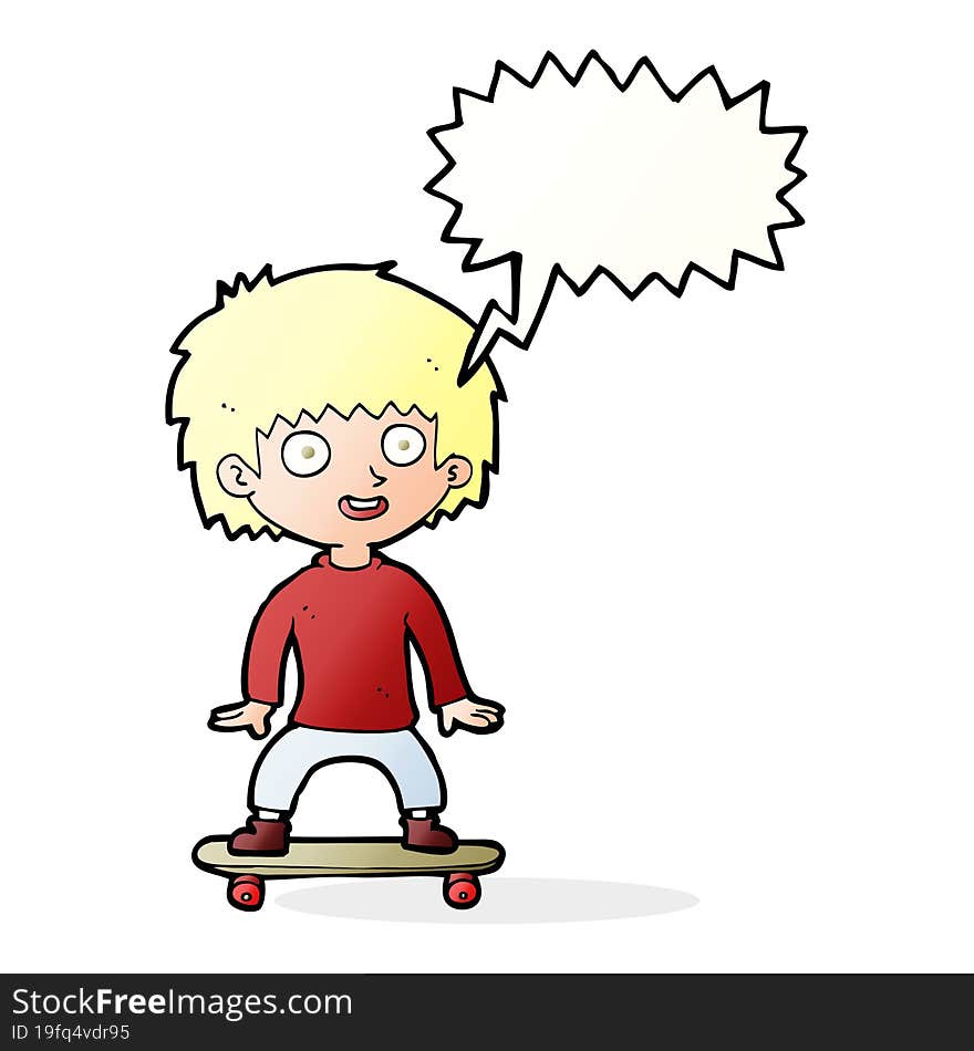 Cartoon Boy On Skateboard With Speech Bubble