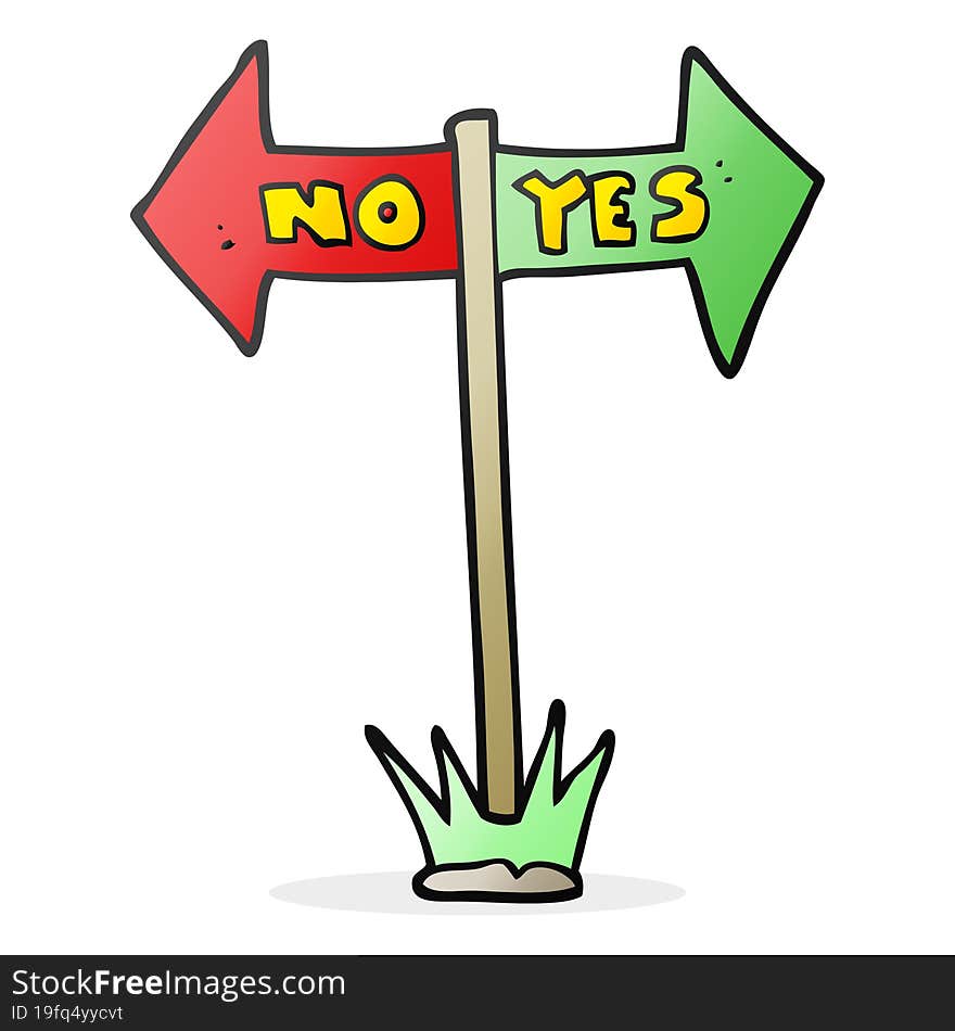 cartoon yes and no sign