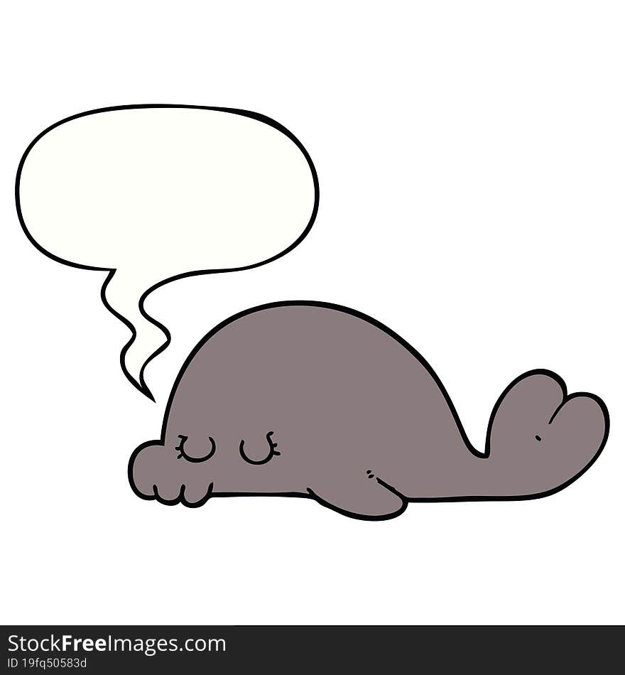 cartoon seal and speech bubble