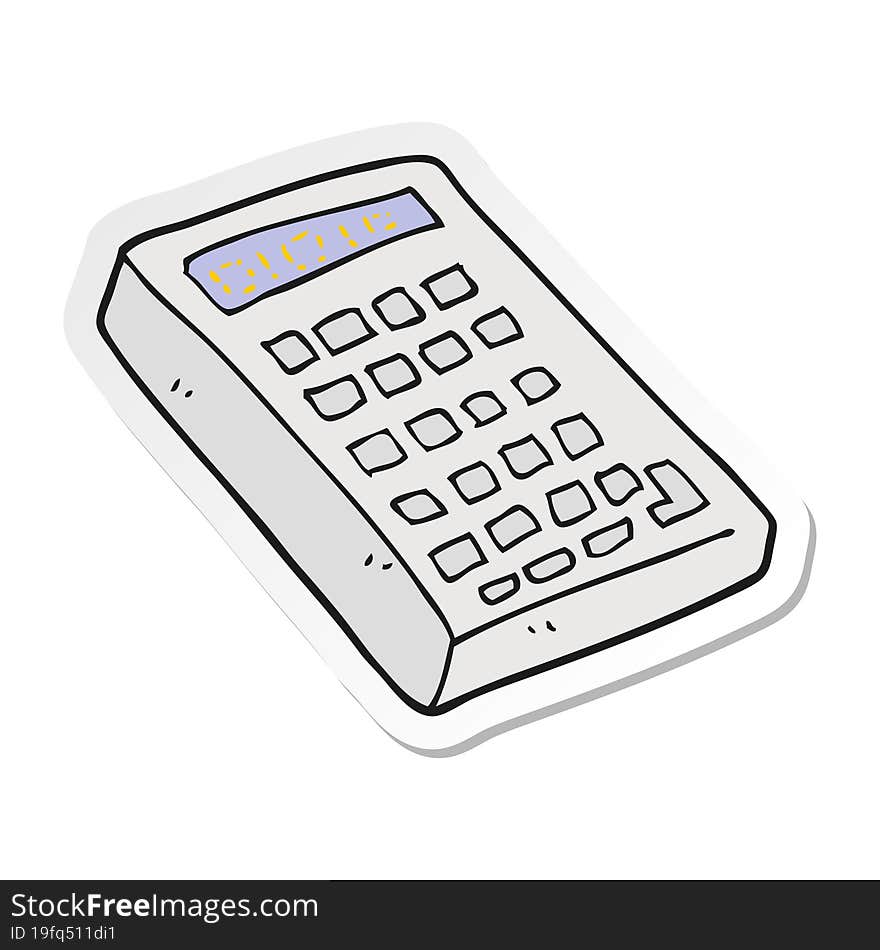 sticker of a cartoon calculator