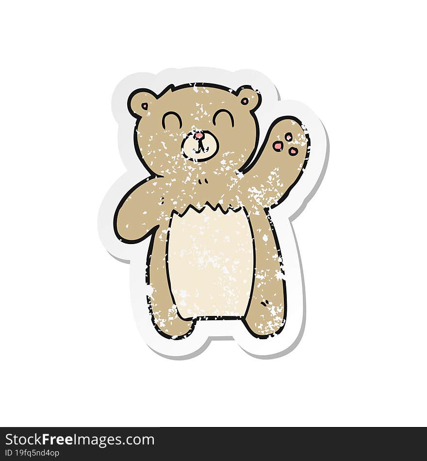 retro distressed sticker of a cartoon teddy bear