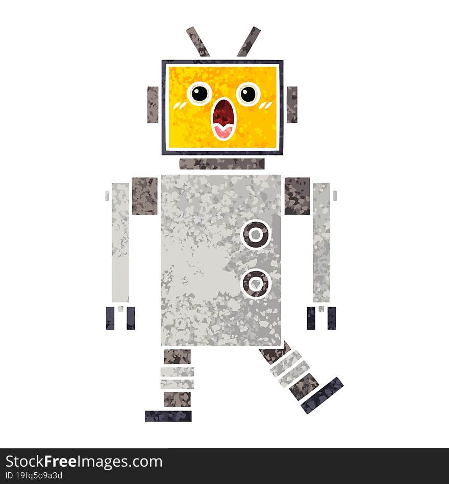 Retro Illustration Style Cartoon Robot