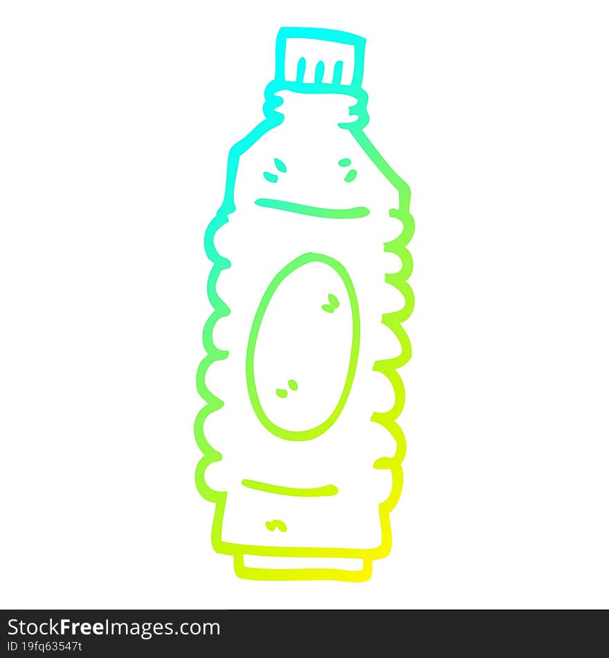 cold gradient line drawing cartoon water bottle