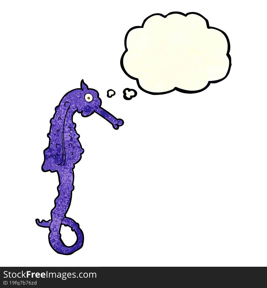 cartoon sea horse with thought bubble