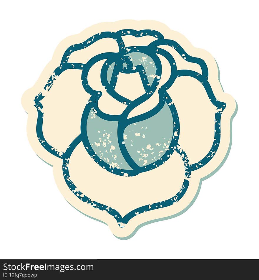 iconic distressed sticker tattoo style image of a flower. iconic distressed sticker tattoo style image of a flower