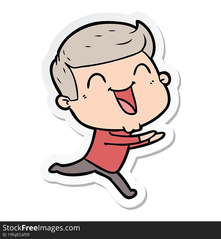 sticker of a cartoon man laughing