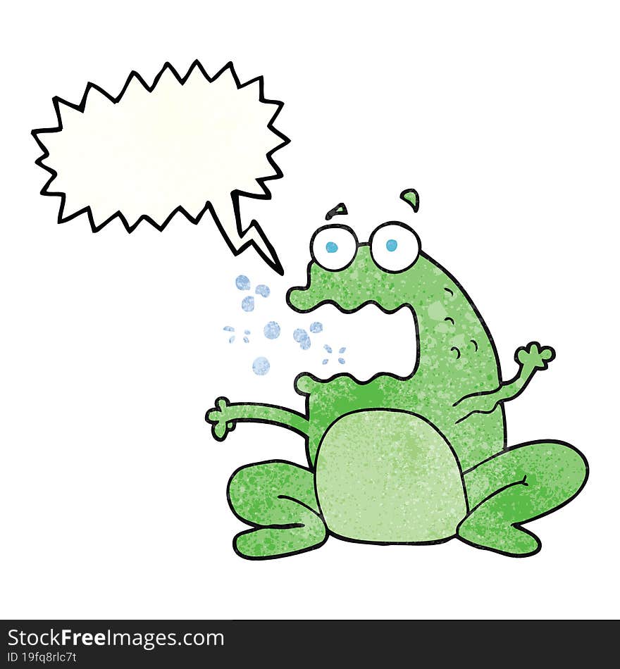 speech bubble textured cartoon burping frog