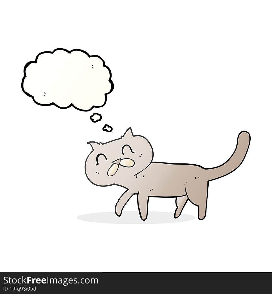 freehand drawn thought bubble cartoon cat