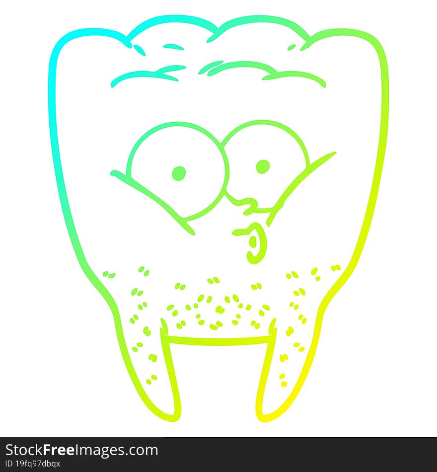 cold gradient line drawing cartoon whistling tooth